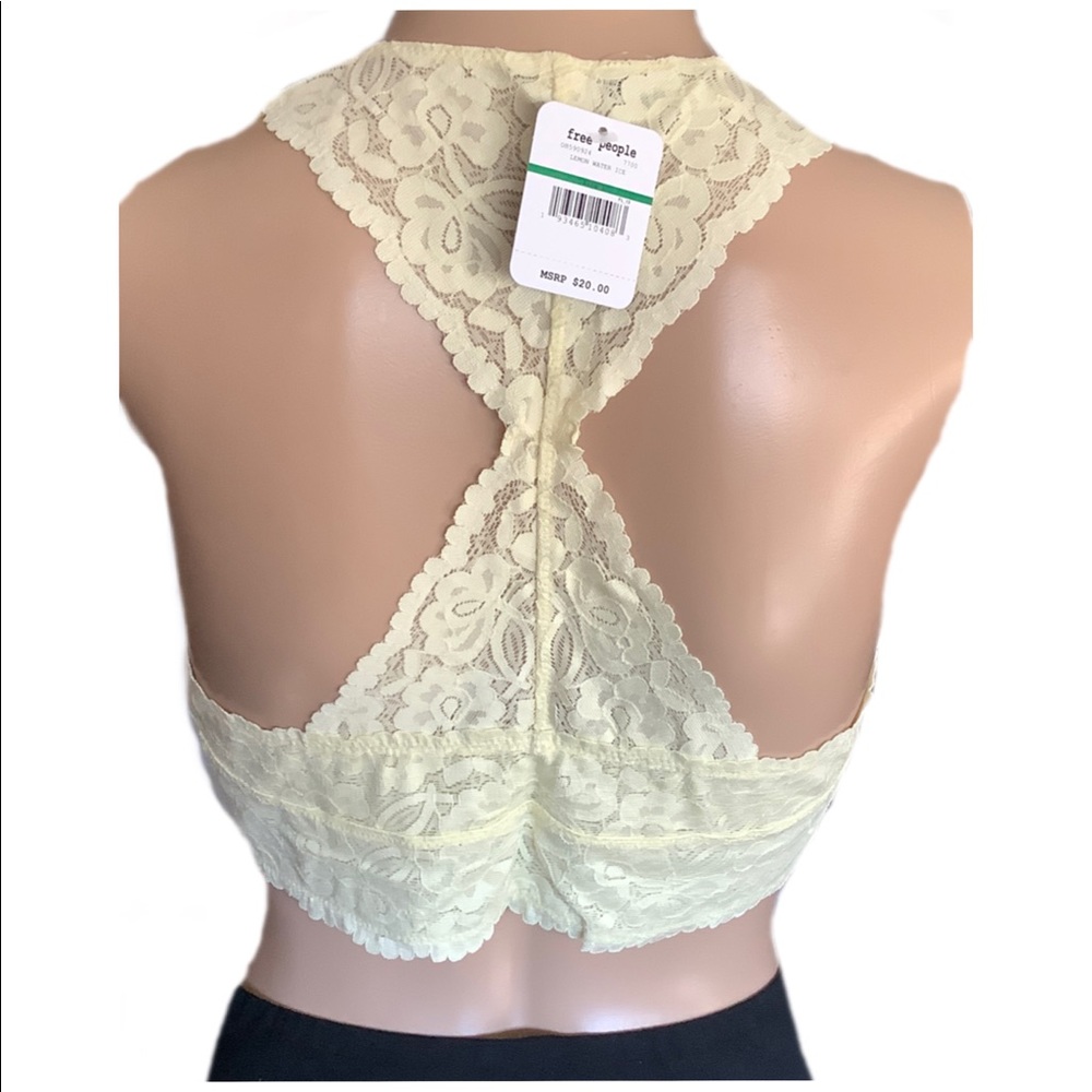 Free People Galloon Lace Racerback bra size small green or yellow - Picture 4 of 7